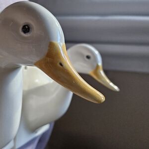 (2) Vintage Ceramic Country Goose/Duck Wall Towel Holders Set 1989